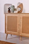 Hanah Home Consola de Roble con Patas de Metal y Tejido de Yute, 180x81x41 cm